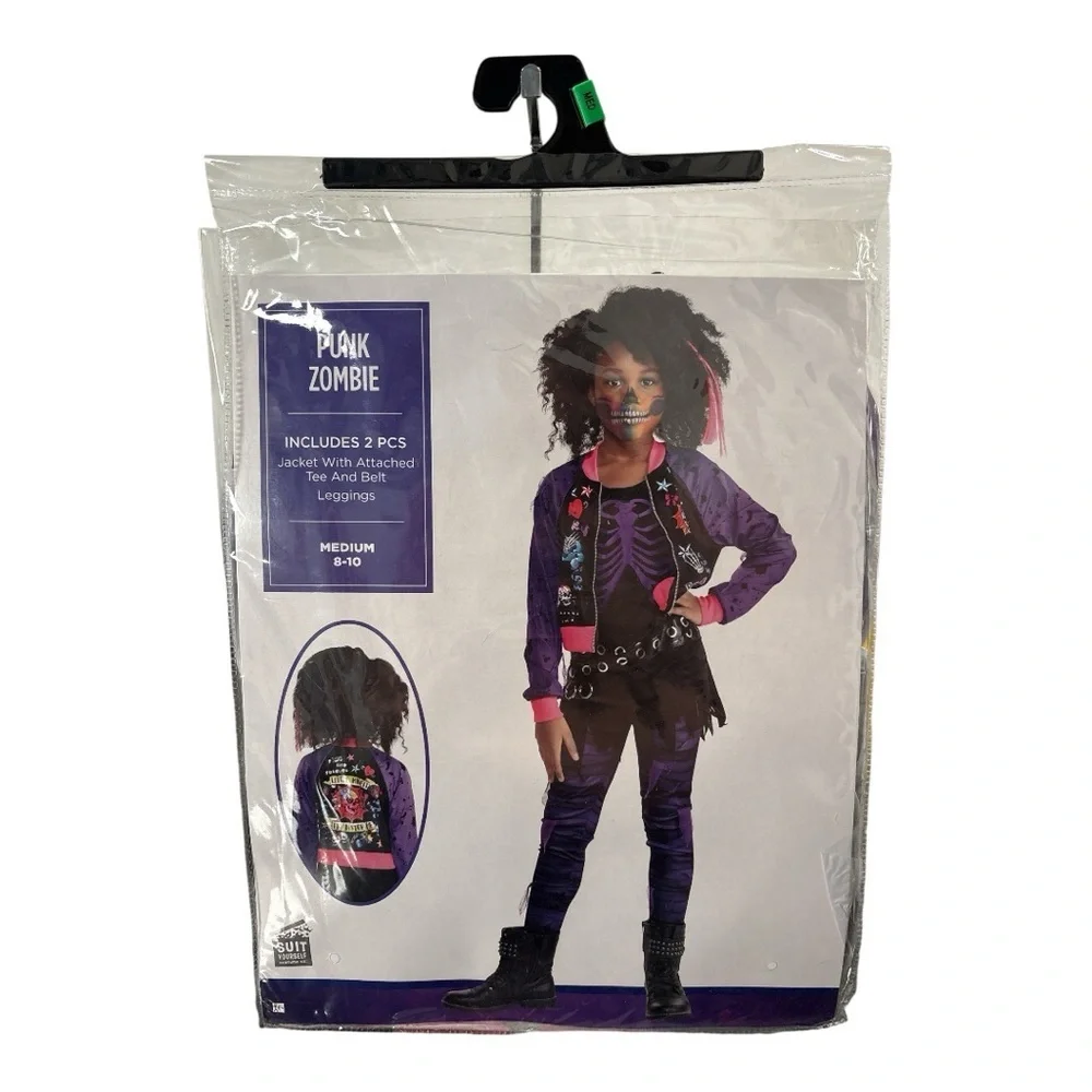 NWT Punk Zombie Girl's Costume Retro Halloween 80's 90's Child Size Medium 8-10 - Picture 4 of 5